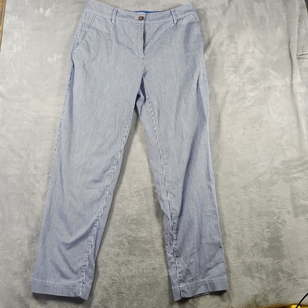 Talbots Blue White Stripe The‎ Weekend Chine Pants size 6P Summer Casual Preppy